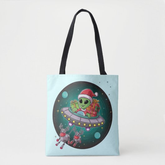 Alien Santa in UFO Tasche (Vorderseite)
