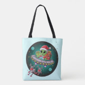 Alien Santa in UFO Tasche (Rückseite)
