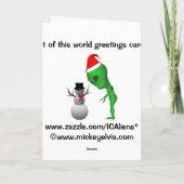 Alien Santa Meets Snowman Grußkarte Feiertagskarte (Rückseite)
