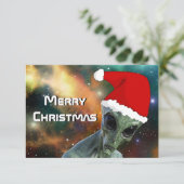 Alien Santa Merry Christmas Personalize Karte (Stehend Vorderseite)