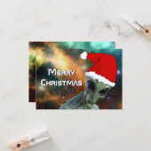 Alien Santa Merry Christmas Personalize Karte (Vorderseite/Rückseite Beispiel)