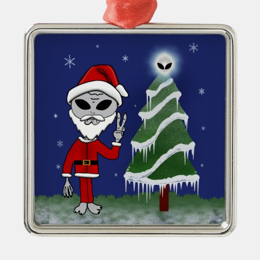 Alien Santa Ornament Aus Metall (Vorne)