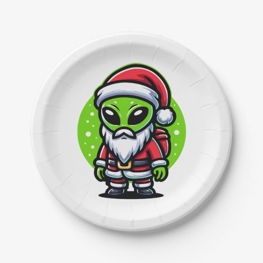 Alien Santa Pappteller (Vorderseite)