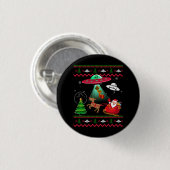 Alien Santa UFO Entführung Ugly Christmas Sweater Button (Vorne & Hinten)