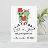 Alien Save The Date Hochzeits-Einladung  Einladung (Stehend Vorderseite)