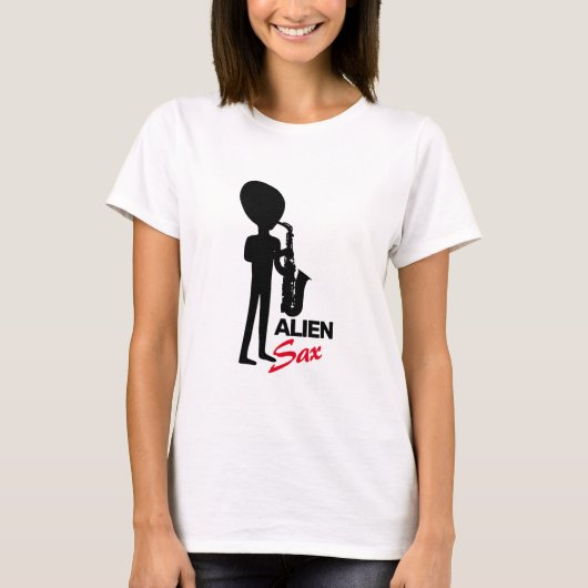 Alien Sax, Extraterrestrische Musikerin T-Shirt (Vorderseite)