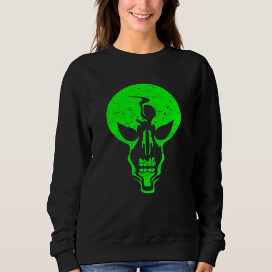 Alien-Schädel - Gruseliger grüner Alienschädel - L Sweatshirt (Vorderseite)