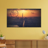 Alien Schifffahrt über City Fantasy Landschaft Leinwanddruck (Insitu (Wohnzimmer))