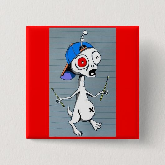 Alien-Schlagzeuger-Knopf Button (Vorderseite)