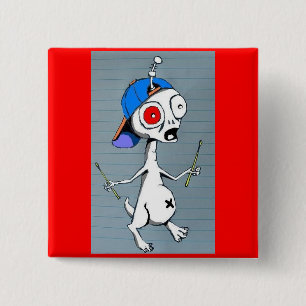 Alien-Schlagzeuger-Knopf Button