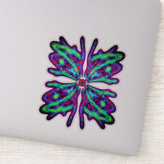 Alien Schmetterling b (farbiges Muster) v3 Aufkleber (Detail)