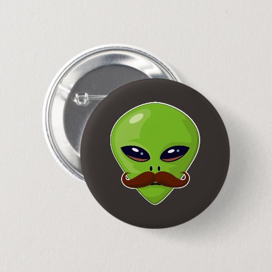 Alien-Schnurrbart Button (Vorne & Hinten)