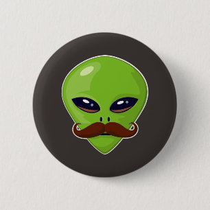 Alien-Schnurrbart Button