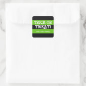 Alien-Schwarz-Streifen-Trick oder zu Halloween Quadratischer Aufkleber (Tasche)