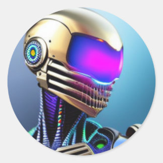 Alien sci-fi Cyborg Classic Round Sticker