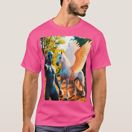 Alien Selfie mit Pegasus T-Shirt (Vorderseite)