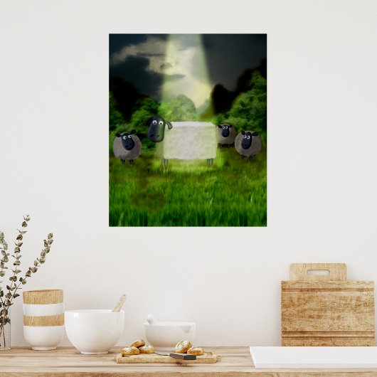 Alien Sheep Experiment Poster (Küche)