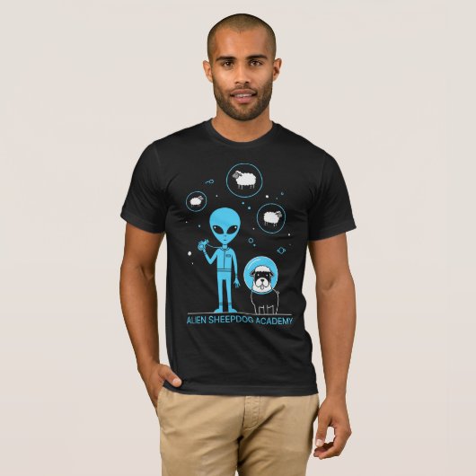 Alien Sheepdog Academy | Funny Sci-Fi Space Herdin T-Shirt (Vorne ganz)