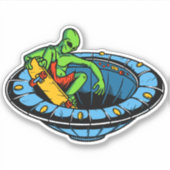 Alien Ship Skateboard 4" Kiss Cut Vinyl Sticker (Vorderseite)