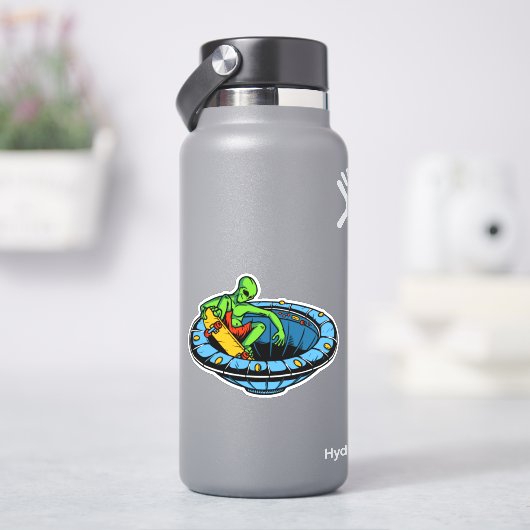 Alien Ship Skateboard 4" Kiss Cut Vinyl Sticker (HydroFlask)