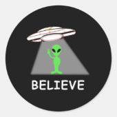 Alien Shirt - I Believe New Cool Ufo  Runder Aufkleber (Vorderseite)