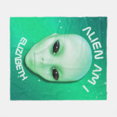 Alien sind ich grünen lustiges alien-Gesicht mit Fleecedecke (Vorderseite (Horizontal))