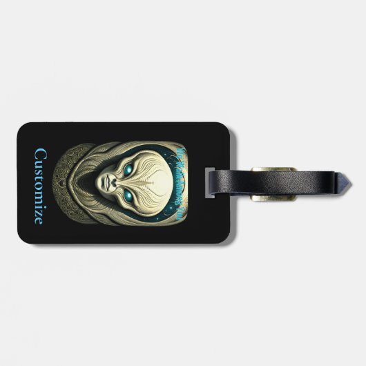 Alien skull Head Thunder_Cove Gepäckanhänger (Rückseite horizontal)