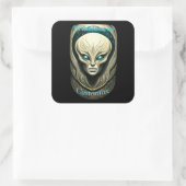 Alien skull Head Thunder_Cove Quadratischer Aufkleber (Tasche)