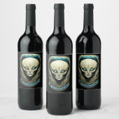 Alien skull Head Thunder_Cove Weinetikett (Flaschen)