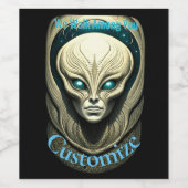 Alien skull Head Thunder_Cove Weinetikett (Einzelnes Label)