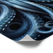 Alien Skull Octopus - 001 - Night V - Fantasy Art Poster (Ecke)