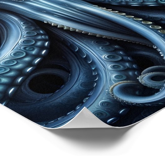 Alien Skull Octopus - 001 - Night V - Fantasy Art Poster (Ecke)