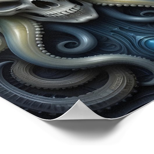 Alien Skull Octopus - 2001 - Fantasy Art Poster (Ecke)