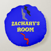 Alien Smile Peace Black Spaceshiship Stars Kinder Rundes Kissen (Rückseite)