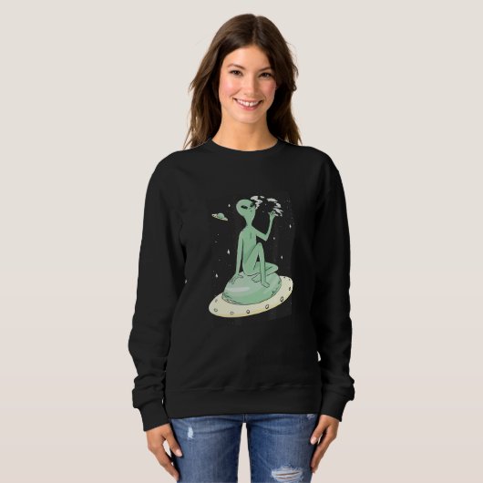 Alien Smoking in Outer Space Sweatshirt (Vorne ganz)