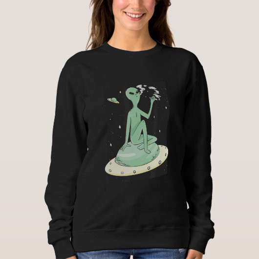 Alien Smoking in Outer Space Sweatshirt (Vorderseite)