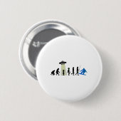 Alien Snowboard Evolution Pub Joke Winter Boarding Button (Vorne & Hinten)