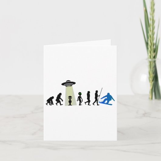 Alien Snowboard Evolution Pub Joke Winter Boarding Karte (Vorderseite)