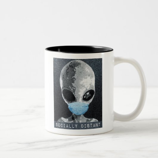 Alien Sozial-Fernkaffee-Tasse Zweifarbige Tasse (Rechts)