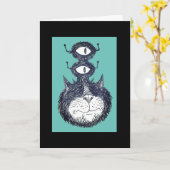 Alien Space Cat Belated Birthday Card Karte (Gelbe Blume)