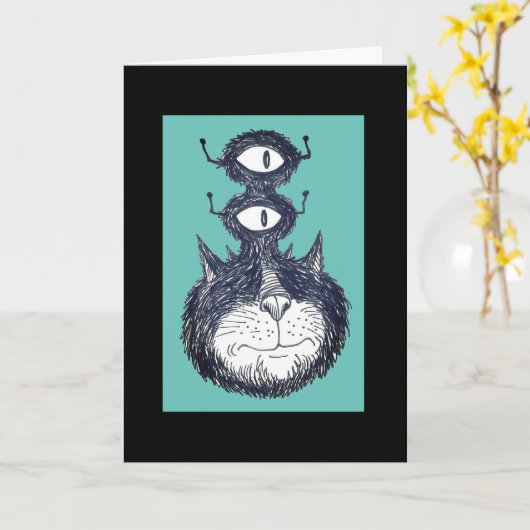 Alien Space Cat Belated Birthday Card Karte (Gelbe Blume)