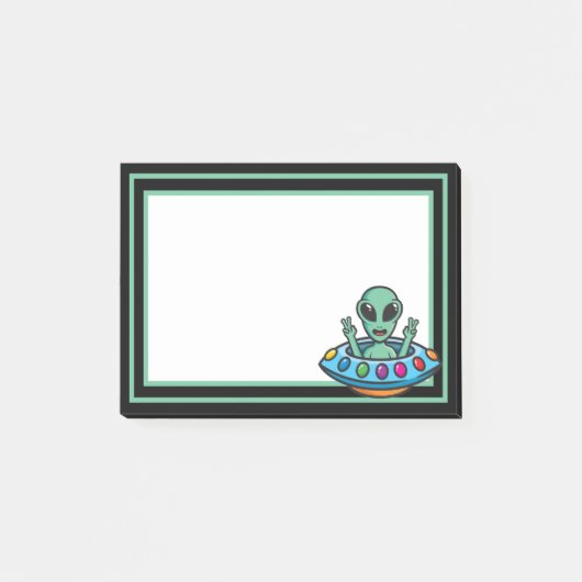 Alien "Space Flying Saucer Post-it Notes" Post-it Klebezettel (Vorderseite)