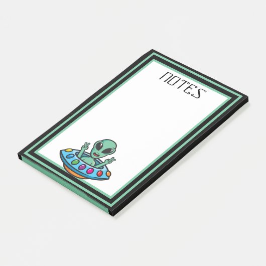 Alien "Space Flying Saucer Post-it Notes" Post-it Klebezettel (angewinkelt)