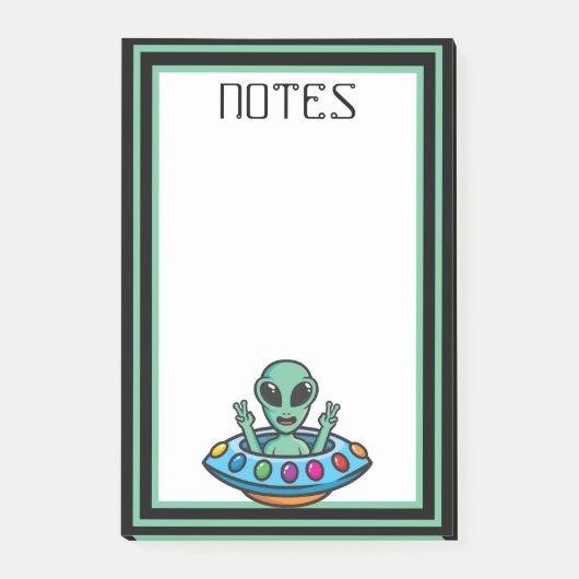 Alien "Space Flying Saucer Post-it Notes" Post-it Klebezettel (Vorderseite)