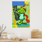 Alien Space Man Abstrakt Poster (Küche)