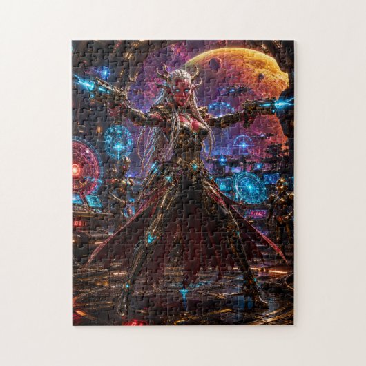 Alien Space Pirate Queen — Twin Blasters Puzzle (Vertikal)