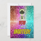 Alien Space UFO Rocket Ship Zum kosmischen Geburts Einladung (Rückseite)