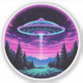 Alien Spaceship Retro Futuristic Aufkleber (Vorderseite)