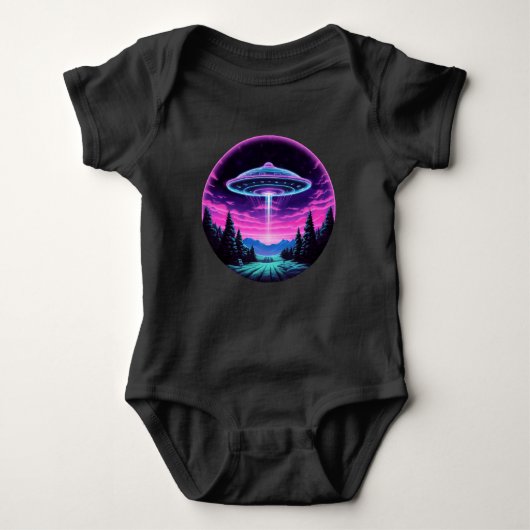 Alien Spaceship Retro Futuristic Baby Strampler (Vorderseite)