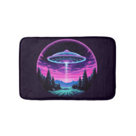 Alien Spaceship Retro Futuristic Badematte